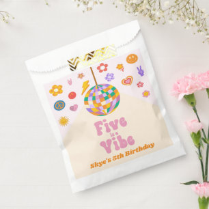 Five Is A Vibe Disco Ball 5th Birthday Party Favor Bag
