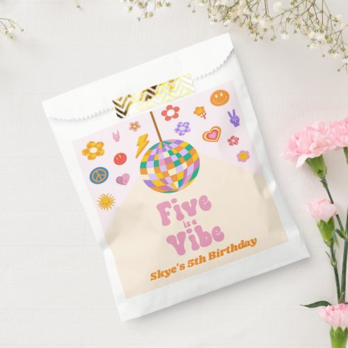 Five Is A Vibe Disco Ball 5th Birthday Party Favor Bag