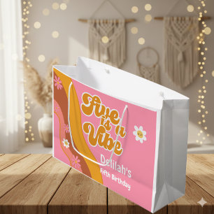 Five is a vibe, groovy birthday large gift bag