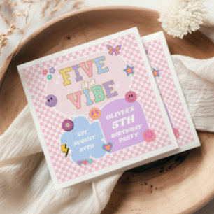 Five Is A Vibe Preppy Patch 5th Birthday Party Napkins