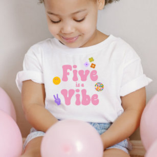 Five Is A Vibe Retro 70's 5th Fifth Birthday Toddler T-shirt