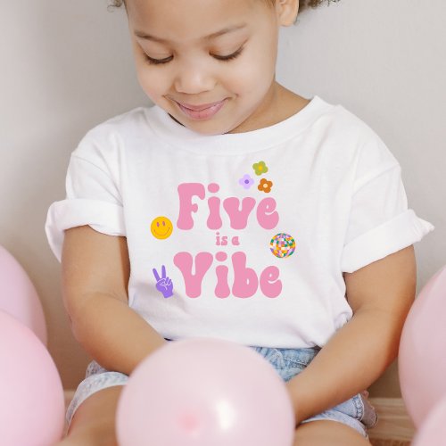 Five Is A Vibe Retro 70s 5th Fifth Birthday Toddler T_shirt