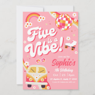 Five is a Vibe Retro Birthday Invitation