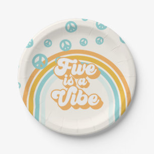 Five is a Vibe Retro Boy 5th Birthday Paper Plates