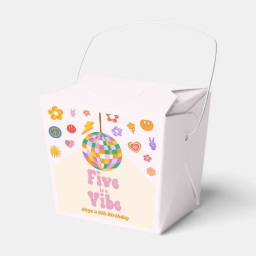 Five Is A Vibe Retro Disco Ball 5th Birthday Party Favor Boxes
