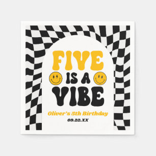 Five Is A Vibe Retro Fifth 5th Birthday Party Napkins