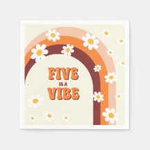 Five is a Vibe Retro Rainbow Daisy 5th Birthday
