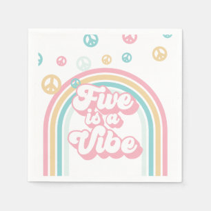 Five is a Vibe Retro Summer Rainbow Napkins