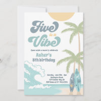 Five Is A Vibe Retro Surf Beach Birthday Party