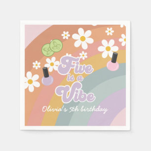 Five is a vibe Spa Rainbow 5th Birthday Napkins