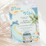 Five is a Vibe Surf Beach Retro Fifth Birthday  Invitation<br><div class="desc">This cool Five is a Vibe surf fifth birthday invitation will be the perfect beginning to your surfing and beach themed second birthday party. Waves,  surfboards and sun in a cool retro style for your little dude's 5th birthday.</div>