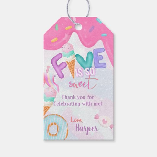 five is so sweet birthday gift tags