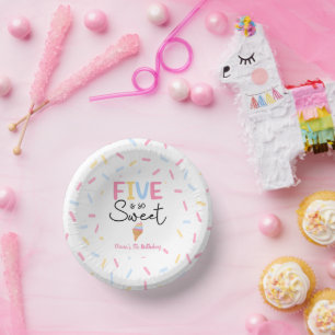 Five Is So Sweet Ice Cream 5th Birthday Party Paper Bowls