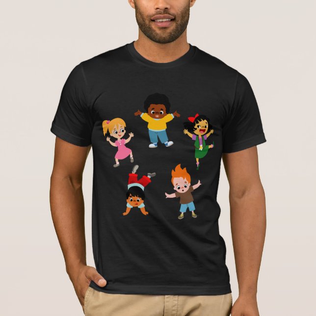 Five Kids Cartoon T-Shirt (Front)