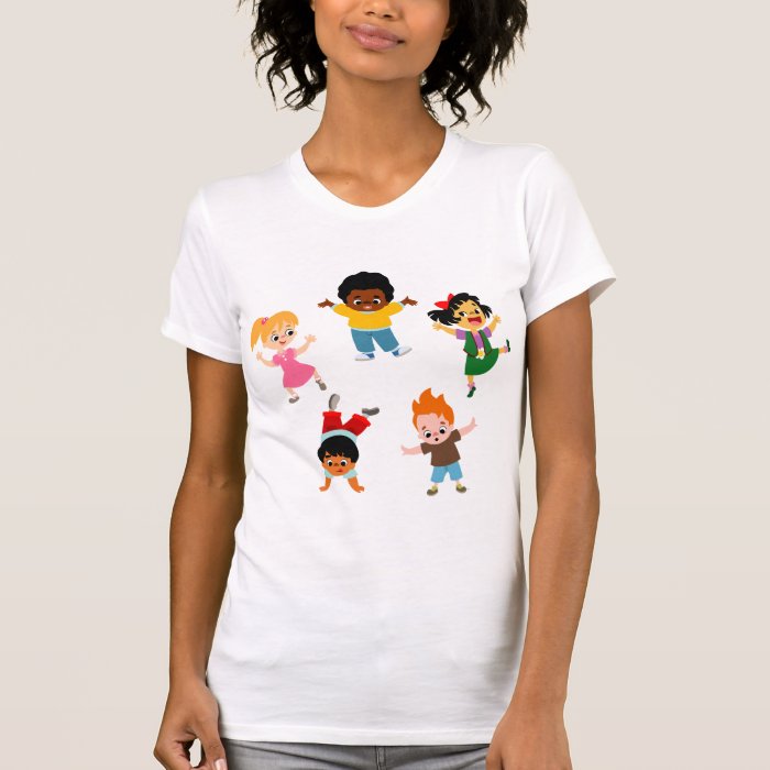 Five Kids Cartoon Women T Shirt