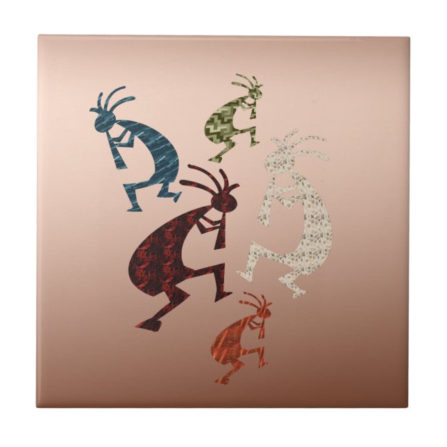 Five Kokopelli Ceramic Tile (Front)