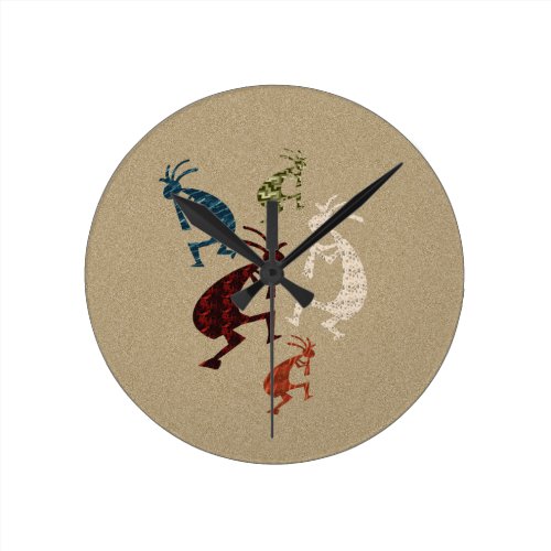 Five Kokopelli Round Wallclocks