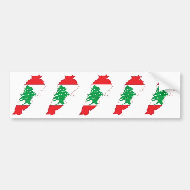 FIVE Lebanon Flag Map Bumper Sticker (Front)