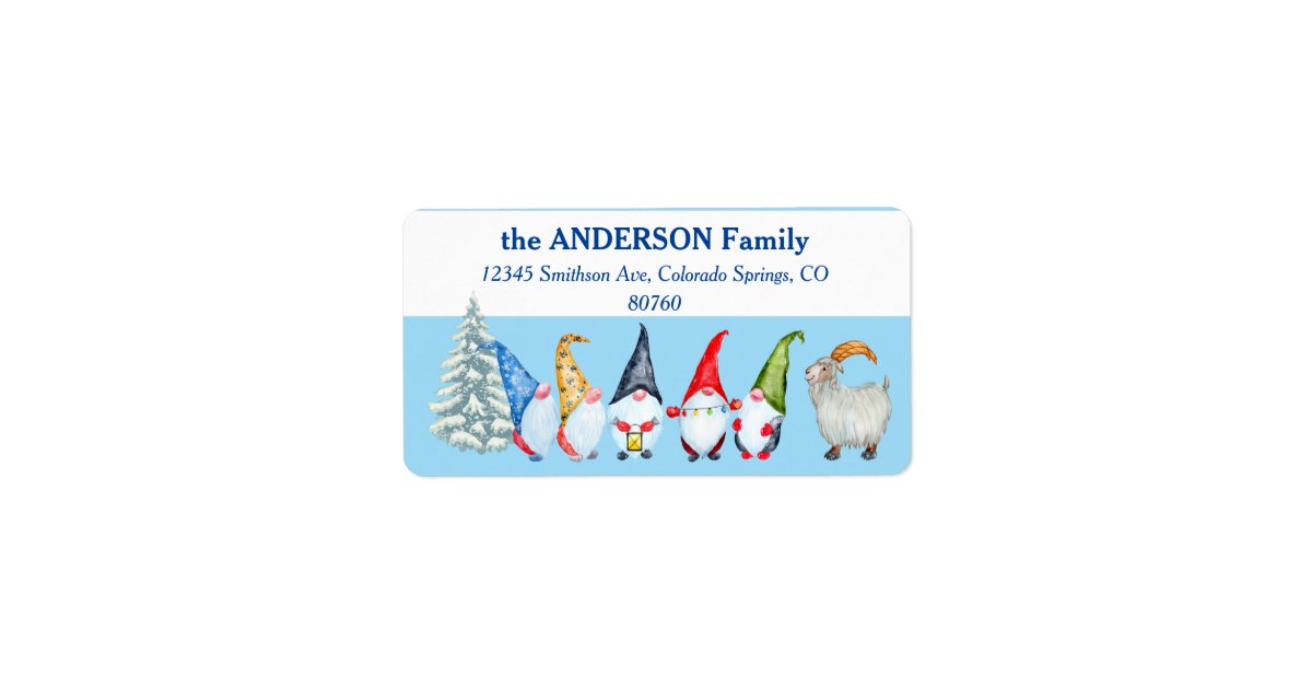 Personalized Round Christmas Address Labels, Gnome Family ...
