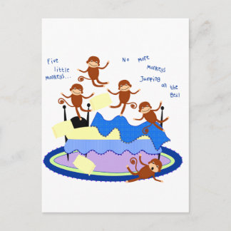 five little monkeys postcard