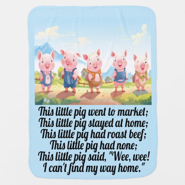 Five Little Pigs - Nursery Rhyme Baby Blanket (Front)