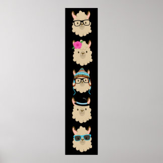 Five Llamas Funny Poster