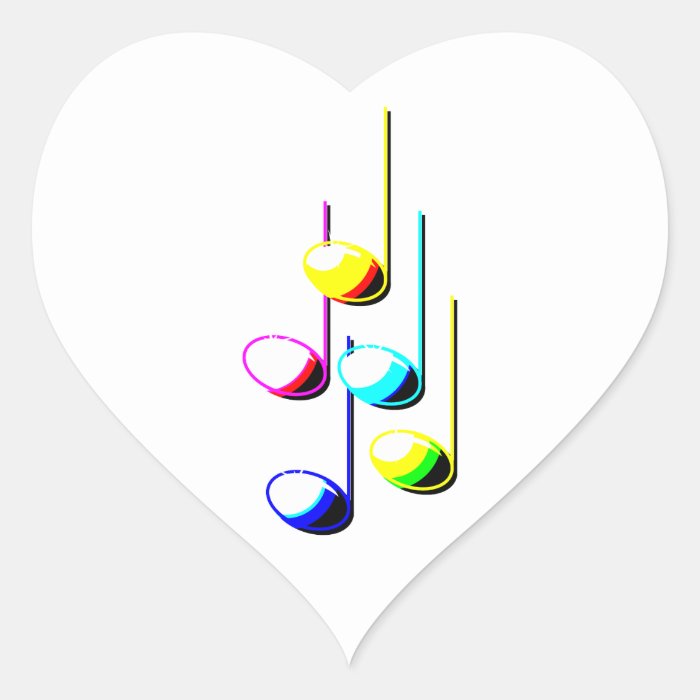 Five Music Notes in colours Musician Graphic Heart Sticker