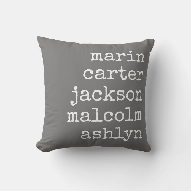 Five Names Personalized Mothers Day Throw Pillow (Front)