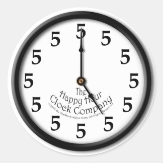 FIVE O'CLOCK CLOCK CLASSIC ROUND STICKER