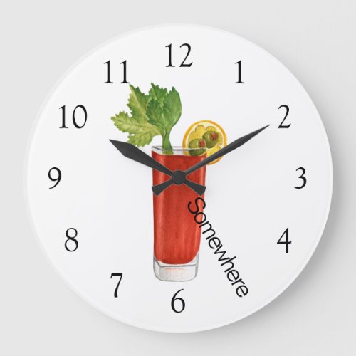 Five OClock Somewhere Bloody Mary Cocktail Large Clock