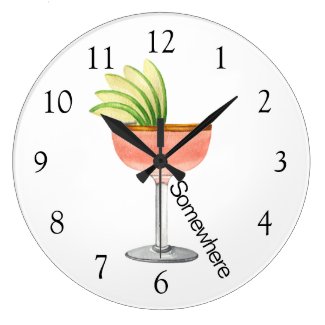 Five O'Clock Somewhere Margarita Large Clock
