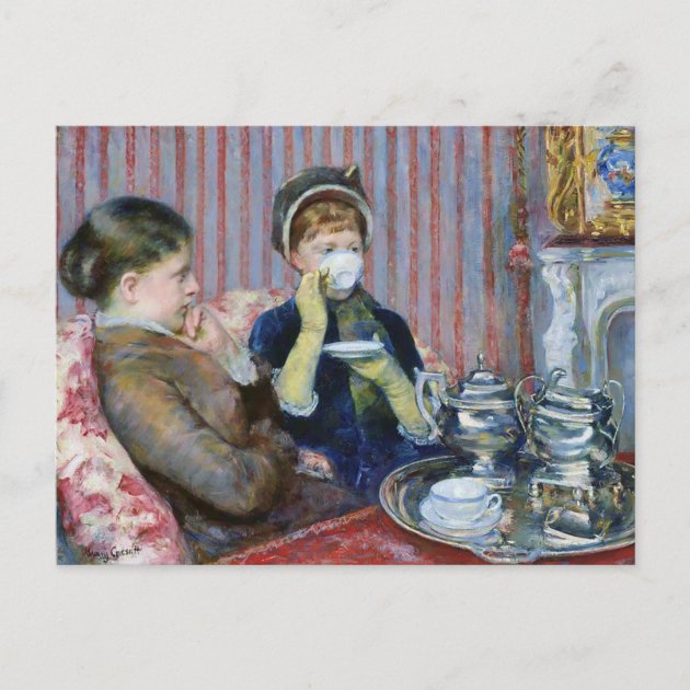 PRETTY WOMAN LADY with Tea Cup BOOK near Window Russian New Postcard 