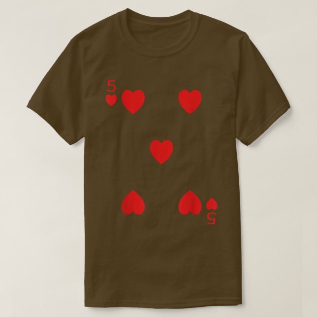 Five Of Hearts  Funny Easy Halloween Costumes Fron T-Shirt (Design Front)