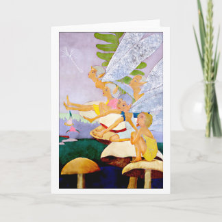 "Five on Mushrooms" Blank Greeting Card