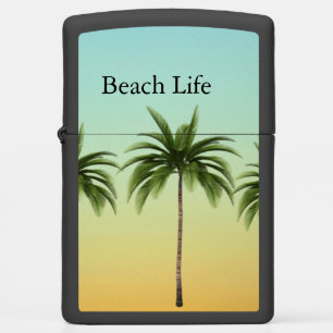 Five Palm Trees in a Row, beach life Zippo Lighter