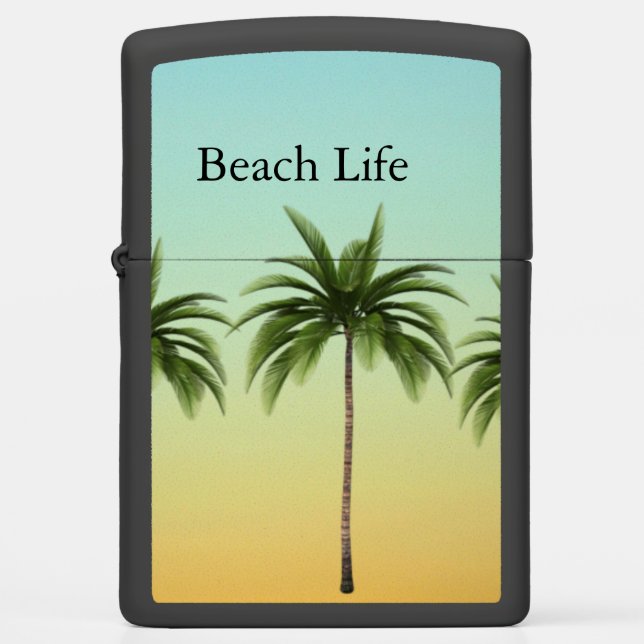 Five Palm Trees in a Row, beach life              Zippo Lighter (Front)