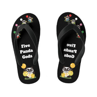 Five Panda Gods Yin Yang Kid's Flip Flops