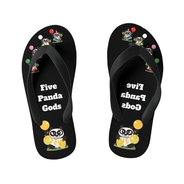 Five Panda Gods Yin Yang Kid's Flip Flops (Footbed)