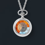 Five Phases Wu Xing Meridian Reference Watch<br><div class="desc">This exquisite necklace watch features a functional TCM Organ Clock as its dial, making it a beautiful and portable reference for the body's natural energy cycles. The face is divided into five photographic textures representing the Five Elements: Fire (fiery flames), Wood (dark grain), Earth (natural soil), Metal (brushed grey), and...</div>