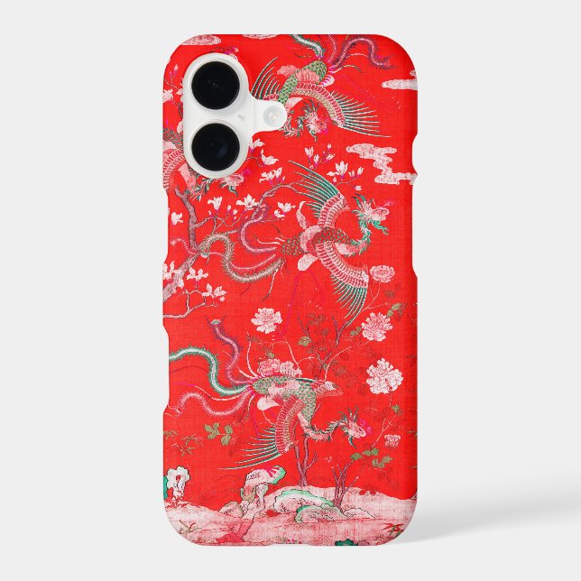 Five Phoenixes in Garden Chinese Red Floral  Case-Mate iPhone Case (Back)