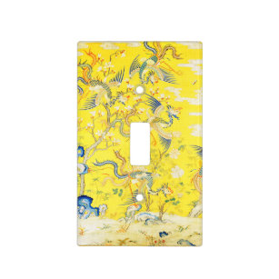 Five Phoenixes in Garden Chinese Yellow Floral Light Switch Cover