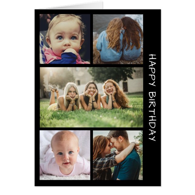 Five Photo Birthday Collage Birthday Card (Front)