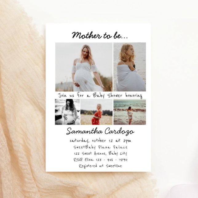 Five Photo Collage Inspirational Baby Shower Invitation