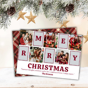 Five photo collage modern cute simple Christmas  Holiday Card