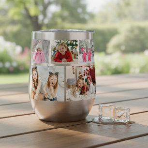 Five Photo Collage Personalized Wine Lover Gift Thermal Wine Tumbler