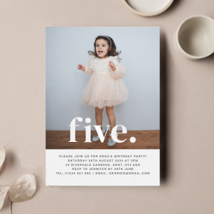 Five Photo First Birthday Invitation