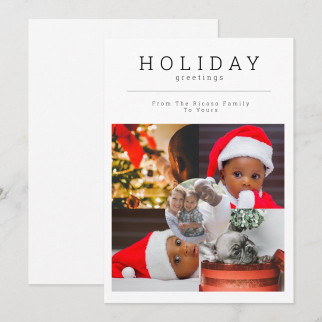 Five Photo Holiday Photo Personalized Card (Front/Back)