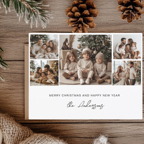 Five Photo Merry Christmas and Happy New Year Postcard Five Photo Merry Christmas and Happy New Year Postcard