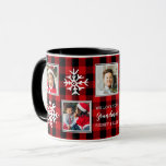 Five Photo Plaid | Snowflakes | Red | Mug<br><div class="desc">This fun mug features 5 photo templates,  hand sketched snowflakes,  and red and black buffalo check plaid!  Text templates for personalization.</div>