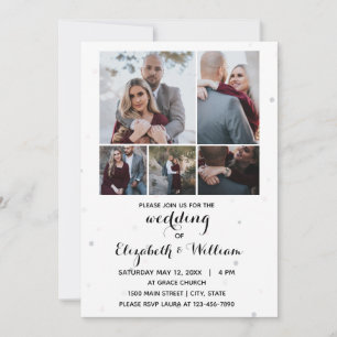 Five Photos Collage Elegant Wedding Invitation